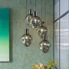 Lampa Wisząca Przydymiona 5L Stal I Szkło Ø50x160 Cm