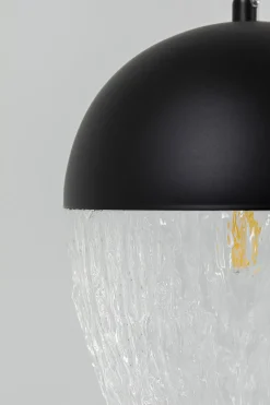 Lampa Wisząca Stal Czarna Klosz Szklany Transparentny Ø20x30 Cm
