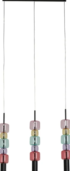 Lampa Wisząca Stal Czarna I Kolorowe Szkło 70x61 Cm