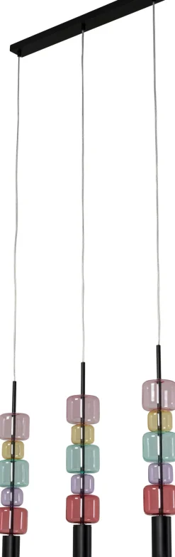 Lampa Wisząca Stal Czarna I Kolorowe Szkło 70x61 Cm
