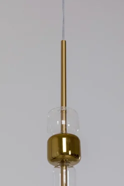 Lampa Wisząca Stal I Szkło Kolor Transparentny I Złoty Ø13x60 Cm