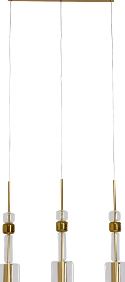 Lampa Wisząca Stal I Szkło Kolor Transparentny I Złoty 73x60 Cm