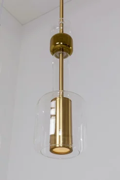 Lampa Wisząca Stal I Szkło Kolor Transparentny I Złoty 73x60 Cm