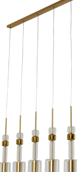 Lampa Wisząca Stal I Szkło Kolor Transparentny I Złoty 103x60 Cm