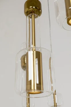 Lampa Wisząca Stal I Szkło Kolor Transparentny I Złoty Ø44x160 Cm