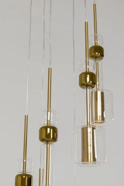 Lampa Wisząca Stal I Szkło Kolor Transparentny I Złoty Ø44x160 Cm