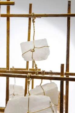 Lampa Wisząca Stone Mobile 100x61 Cm Złota
