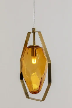 Lampa Wisząca Złota Klosz Szklany G9 17x120 Cm