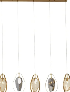 Lampa Wisząca Złota Klosze Szklane 5xG9 110 Cm