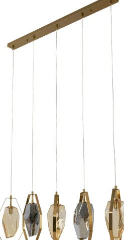 Lampa Wisząca Złota Klosze Szklane 5xG9 110 Cm