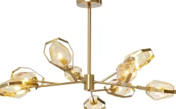 Lampa Wisząca Złota Klosze Szklane 9xG9 Ø106 Cm