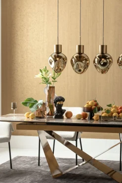Lampa Wisząca Złota 4L Stal I Szkło 110 Cm