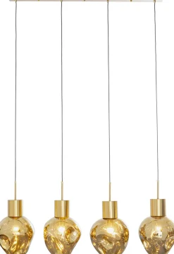 Lampa Wisząca Złota 4L Stal I Szkło 110 Cm