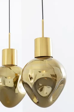 Lampa Wisząca Złota 4L Stal I Szkło 110 Cm