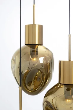 Lampa Wisząca Złota 3L Stal I Szkło Ø45x160 Cm