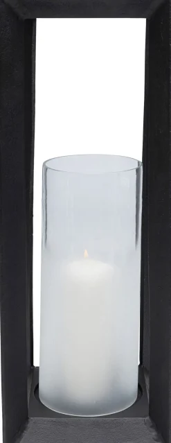 Latarenka Loft Duża Czarna Aluminium I Szło 22x61 Cm