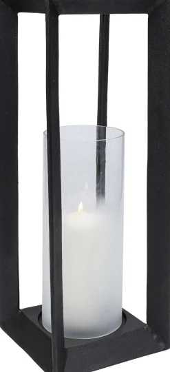 Latarenka Loft Duża Czarna Aluminium I Szło 22x61 Cm