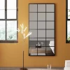 Lustro Czarne Duże Rama Stalowa Loft 90x180 Cm
