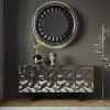 Lustro Do Salonu Duże Okrągłe Rama Aluminium I Włókno Szklane Ø119 Cm Silnik Odrzutowy