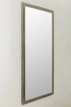 Lustro Do Salonu Duże Rama Stalowa Srebrno-złota Postarzana 90x180 Cm