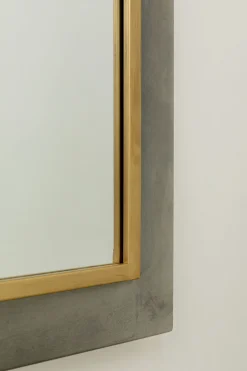 Lustro Do Salonu Duże Rama Stalowa Srebrno-złota Postarzana 90x180 Cm