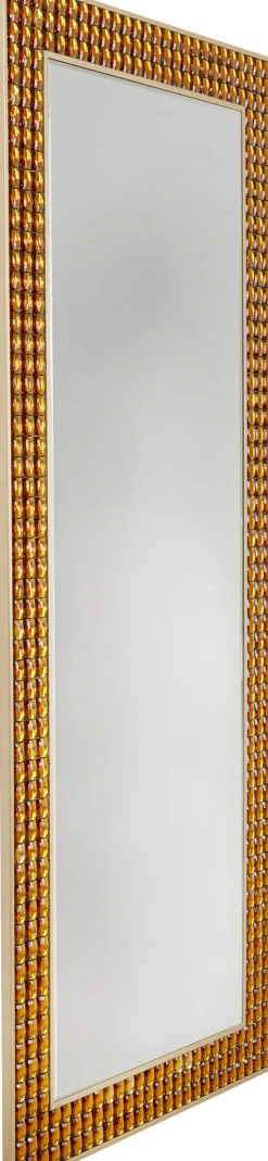 Lustro Glamour Do Salonu Złote Stal I Szkło 80x180 Cm