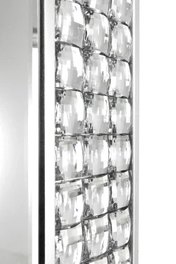 Lustro Glamour Do Salonu Srebrne Stal I Szkło 80x180 Cm