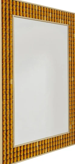 Lustro Glamour Do Salonu Złote Stal I Szkło 80x100 Cm