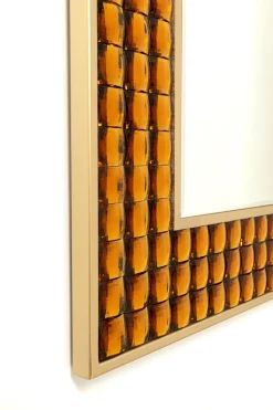Lustro Glamour Do Salonu Złote Stal I Szkło 80x100 Cm