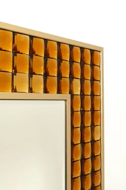 Lustro Glamour Do Salonu Złote Stal I Szkło 80x100 Cm