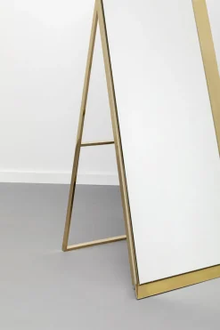 Lustro Stojące Prostokątne Rama Złota Stalowa 53x160 Cm