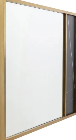 Lustro W Złotej Ramie Ceramika I Stal 120x100 Cm