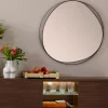 Lustro Wiszące Do Salonu Rama Czarna Ze Stali Ø80 Cm