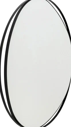 Lustro Wiszące Do Salonu Rama Czarna Ze Stali Ø80 Cm