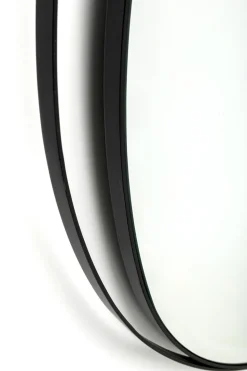 Lustro Wiszące Do Salonu Rama Czarna Ze Stali Ø80 Cm