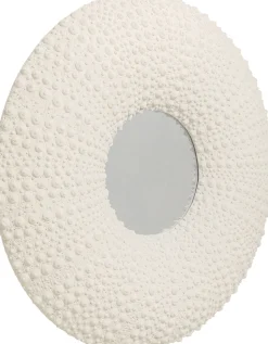 Lustro Wiszące Okrągłe Białe Motyw Muszli Ø110 Cm