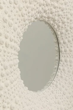 Lustro Wiszące Okrągłe Białe Motyw Muszli Ø110 Cm