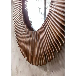 Lustro Wiszące Sunlight ∅120 Cm Drewniane