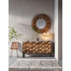Lustro Wiszące Sunlight ∅120 Cm Drewniane