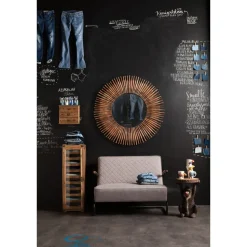 Lustro Wiszące Sunlight ∅120 Cm Drewniane
