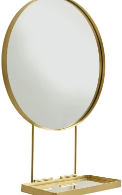 Lustro Wiszące Z Półką Art ∅60 Cm Złote