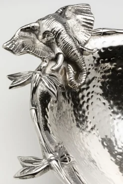 Misa Dekoracyjna Srebrna Z Aluminium Motyw Słoni 47x35 Cm