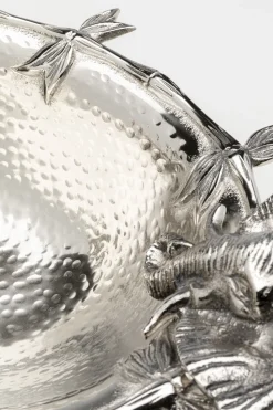 Misa Dekoracyjna Srebrna Z Aluminium Motyw Słoni 47x35 Cm