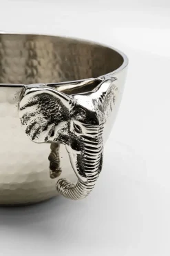 Misa Dekoracyjna Srebrna Z Aluminium Uchwyty Z Motywem Słonia 23x18 Cm
