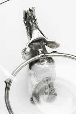 Misa Dekoracyjna Transparentne Szkło I Srebrne Aluminium 32x32 Cm Słonie