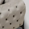 Narożnik Lewy Welurowy Pikowany Taupe Glamour 240x180 Cm Nogi Czarne