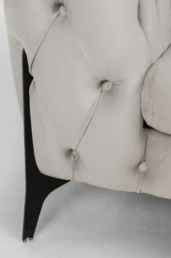 Narożnik Lewy Welurowy Pikowany Taupe Glamour 240x180 Cm Nogi Czarne