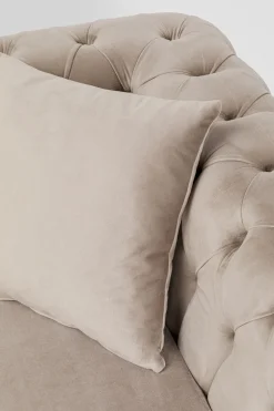 Narożnik Lewy Welurowy Pikowany Taupe Glamour 240x180 Cm Nogi Czarne