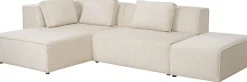 Narożnik Modułowy Sztruksowy Kremowy Lewy 306x182 Cm