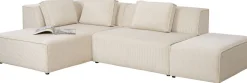 Narożnik Modułowy Sztruksowy Kremowy Lewy 306x182 Cm